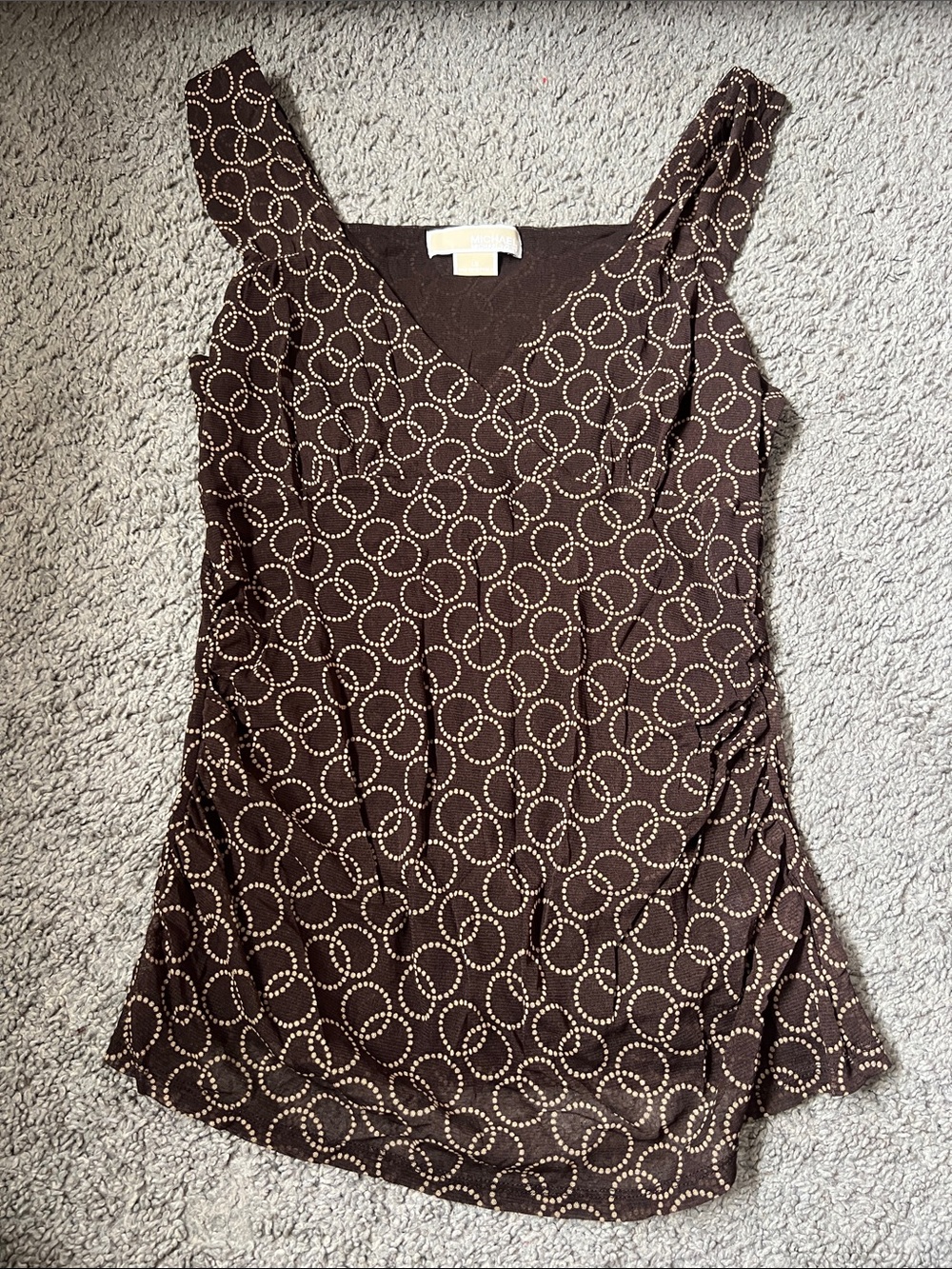Brown Patterned Sleeveless Women's Top